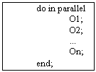 Подпись: 	do in parallel		O1;		O2;		...		On;	end;